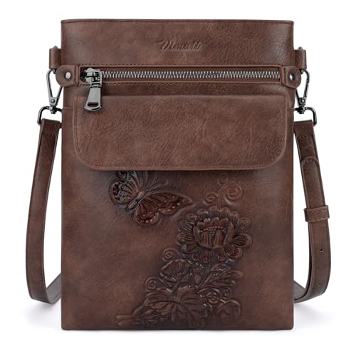 Image of Small Crossbody Purse for Women, Vegan Leather Multi Pocket Bag | Small Crossbody Bags for Women with Embossed Design, Adjustable Strap, Lightweight Travel Shoulder Bag for Daily Use and Gift