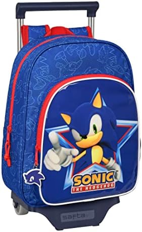 Safta SONIC Sac à Dos Enfant Avec Chariot 705 - Bleu - 26 X 11 X 34 Cm - Confortable Et Résistant