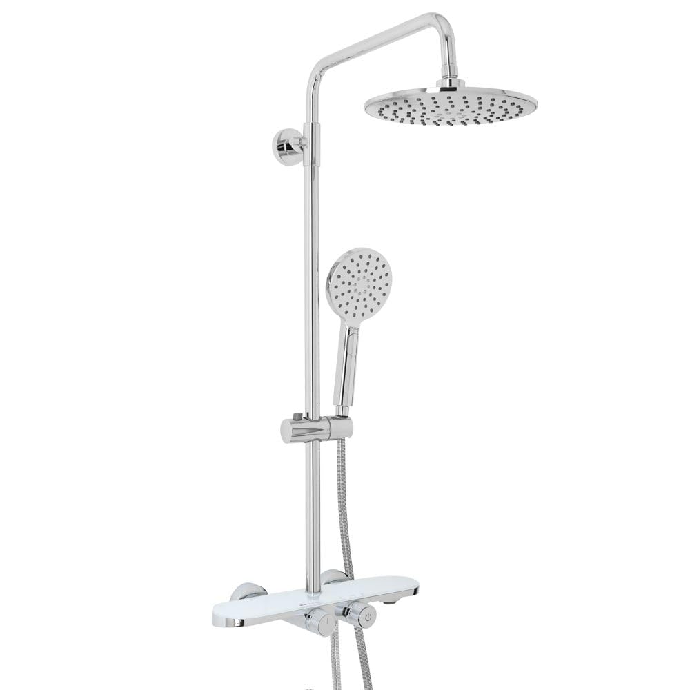 Milano Chrome Elsie Round Thermostatic Bar Valve Shower Head Multifunction Handset Bath Spout