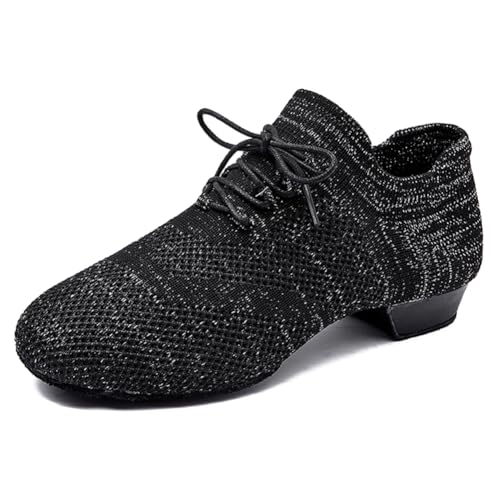 HIPPOSEUS Women's Lace Up Ballet Dance Practice Shoes Split-Sole Latin Ballroom Jazz Dance Teaching Shoes,Model KCBD