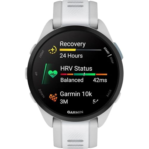 Image of Garmin 010-02863-21 Forerunner 165 Smart Sport Watch, Mist Gray + Whitestone Bundle with Deco Essentials Charging Dock, 3X Silicone Dust Cover and USB Type C Charging and Sync Cable