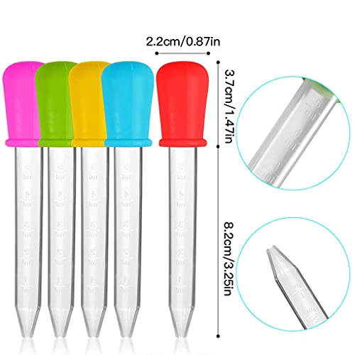 Image of HiMo 10 Pack Liquid Pipettes Droppers Silicone 5ml Clear Medicine Eye Dropper for Kids with Bulb Tip & Clean Brush for Candy Mold, Gummy Bear, Gelatin Maker, Oil Science, Crafts Projects (10 Colors)