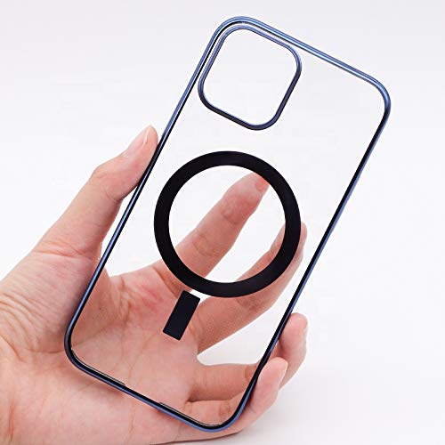 Clear Magnets Case for iPhone12/12 Pro/12 Pro Max Phone Cover Compatible Magnetic Charge Phone, (Clear Blue, 6.7 Pro Max)