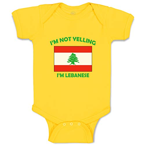 Custom Boy & Girl Baby Bodysuit I'm Not Yelling I Am Lebanese Lebanon Funny Cotton Baby Clothes Yellow Zest Design Only 12 Months