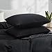 LOVQUE Black Duvet Cover Full Size, 100% Washed Cotton Linen Like Bedding Set with Zipper Closure (No Comforter), 80x90 Inches
