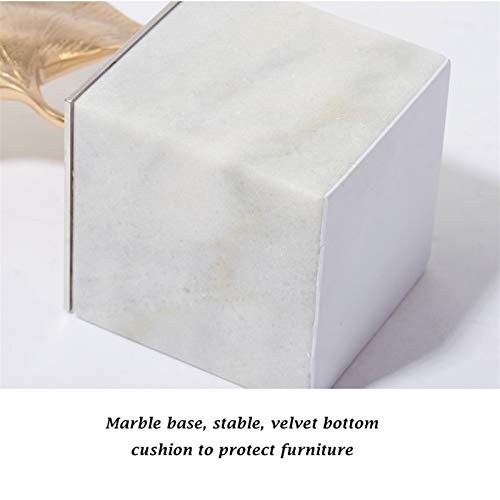Xiaoheshop Bookends For Desk And Bookshelves Neo-Classical Brass Ginkgo Leaf Bookends Display Model Room Villa Marble Decoration Study Room Offce Bookshelf Decorative Bookends (Size : Large) #TOP5