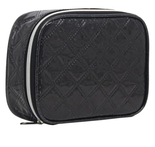 Estojo Box, Verniz Glitter Estrelas, Preto, Com Divisões Para 100 Pens