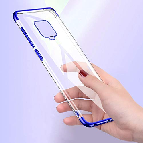 Image of Electroplating Shining Ultra Thin Soft Silicone Transparent TPU Mobile Back Case Cover for Mi Redmi Note 9 Pro /Redmi Note 9 Pro Max /Poco M2 Pro (Electric Blue)