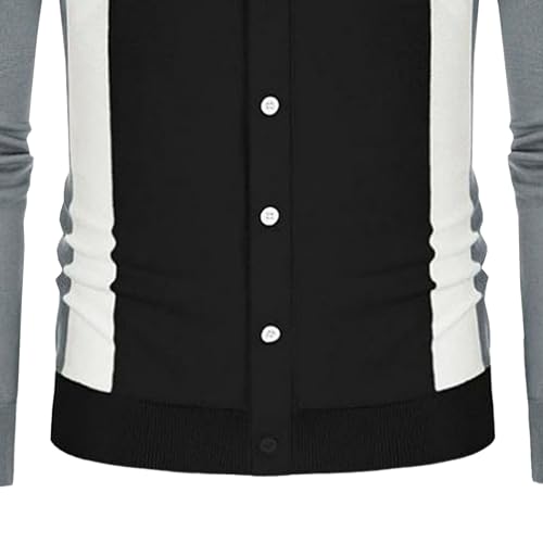 Men's Lapel Splicing Color Blocking Sweater Men Long Sleeve Buttons Down Sweaters Men's Slim Fit Sweater2