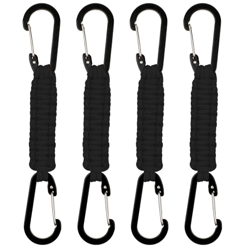 Abeillo 4 Pack Paracord Keychain Heavy Duty 550 Tactical Lanyard Clip, Quick Release Key Clip, Carabiner for Backpacks Camping Fishing Hunting Outdoor