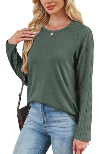 Image of OFEEFAN Long Sleeve Shirts for Womens Fall Fashion 2026 Crewneck Oversized Sweatshirt Tunic Tops to Wear with Leggings