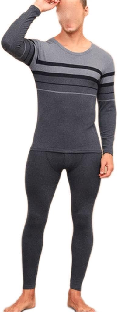 Men's Horizontal Striped Thin Velvet Thermostatic Underwear, Men's Autumn Clothes Thermal Underwear
