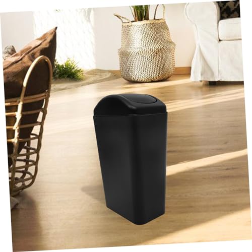 Caneca de Basura Plástica Negra Estrecha con Tapa Abatible miniatura 5