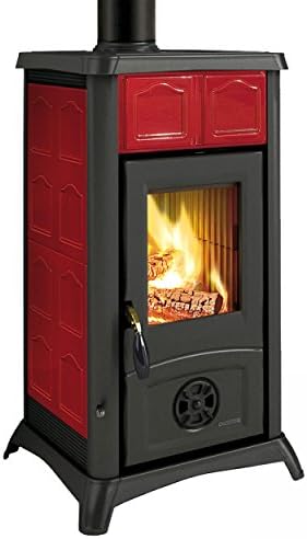 Stufa A Legna 'Gemma Forno' Con Forno Smaltato. Rivestimento Esterno In  Maiolica. Porte, Testata E Focolare In Ghisa. Vetro Ceramico Resistente A  750°. Dimensioni Mm. 460X495Xh.1207. Consumo Orario 1,9 Kg/Ora. Metri Cubi