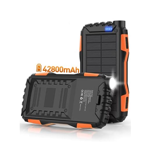 Solar Power Bank,Solar Charger,42800mAh Power Bank,Portable Charger,External Battery Pack 5V3.1A Qc 3.0 Fast Charging Built-in Super Bright Flashlight (Orange)