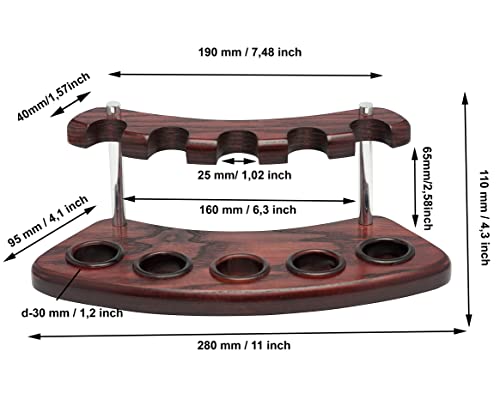Kafpipeworkshop Wooden Tobacco Pipe Stand Display For 5 Smoking Pipe Bowls Handmade From Solid Ash-Tree Wood, In Box #TOP1