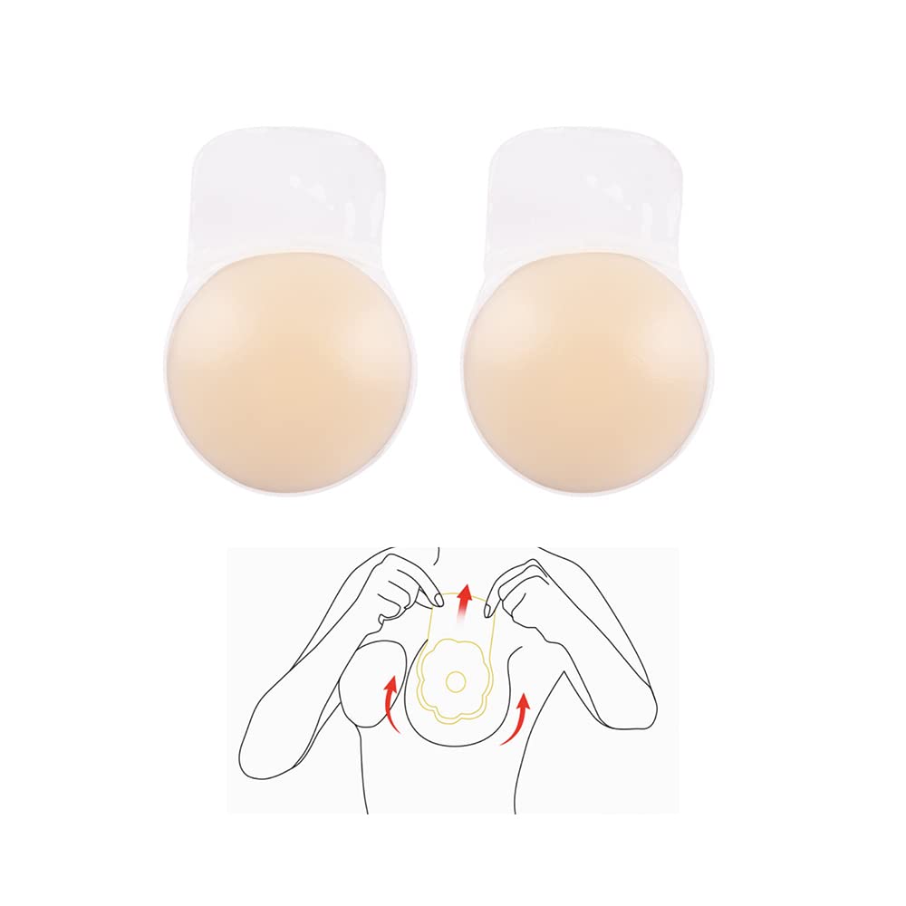 mhinese Klebe BHS für Frauen, Wiederverwendbare Invisible Bra für Klebe BH Push Up für Kleine Brüste - TräGerloser Silikon Selbstklebender BH passt für A/B/C Cups.