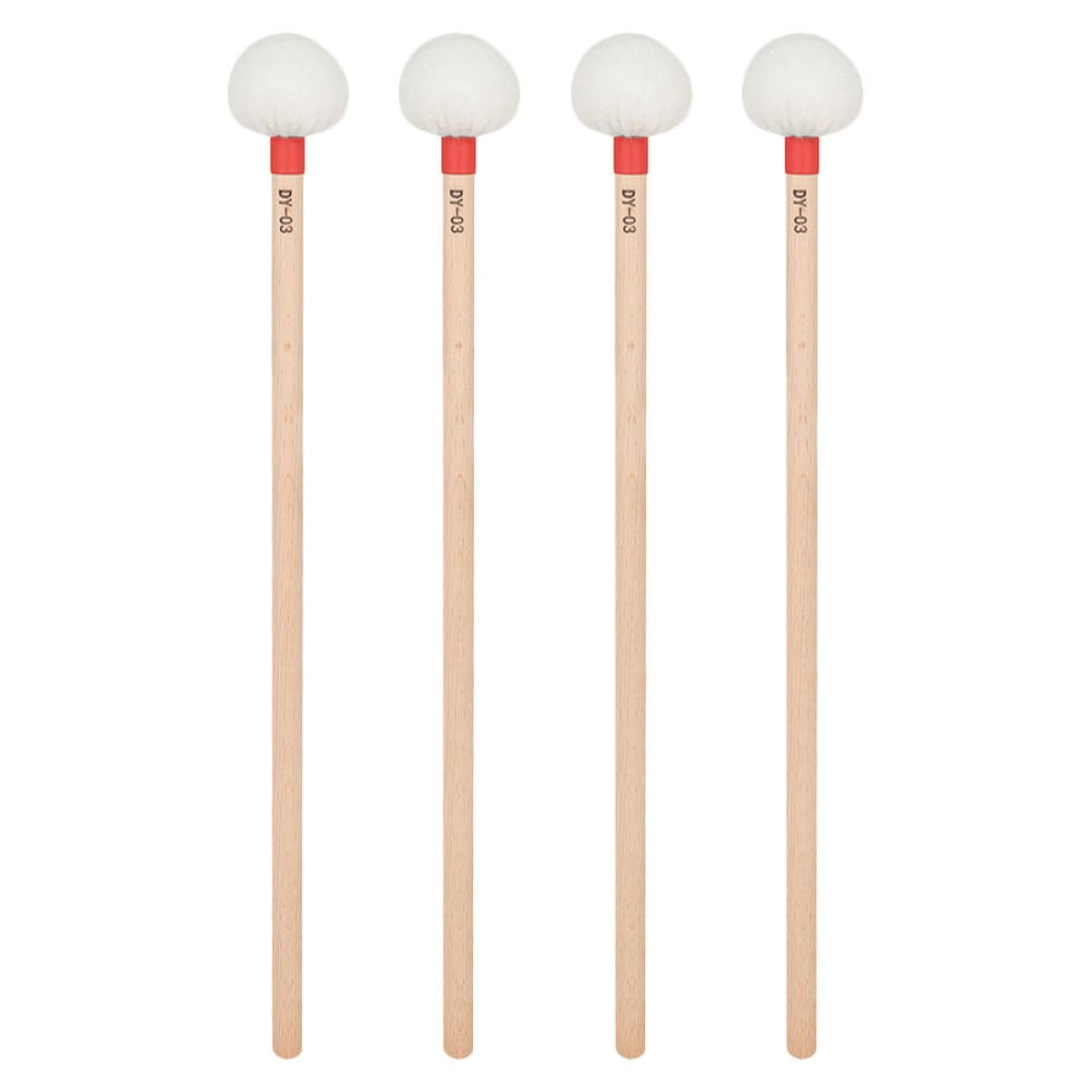 ERINGOGO 4 Piezas Mazos de Timbales Profesionales con Cabeza de Fieltro Color Marfil Mangos de Madera Mazos para Instrumento de Percusión para Ensayo de Orquesta