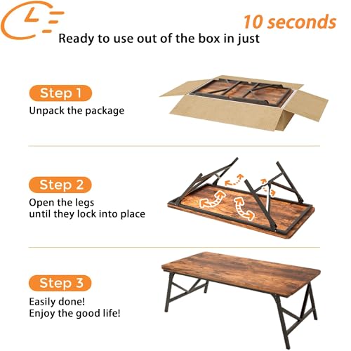 Querna ZDZ100A1 Folding Coffee Table, No Assembly Low Coffee Table, Floor Table Desk For Sitting On The Floor, Portable Floor Table For Living Room, Home, Caravan And Outdoor Use thumb #1