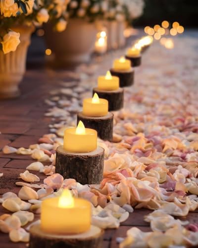 Image of FLYNGO 24 Pcs LED Tea Light Candles, Flameless, Smokeless Acrylic Diyas for Navratri Decoration, Home Decor, Diwali, Deepawali, Festival Gifting