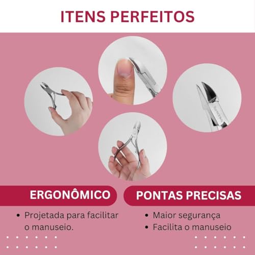 Alicate Curvo para Unhas Elegance, Aço Inoxidável, Prateado, NYBC Beauty