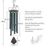 Wind Chimes Outdoor Large Deep Tone,Sympathy Wind Chime Outdoor, Memorial Wind-Chime with 6 Tuned Tubes, Elegant Chime for Garden, Patio, Balcony and Home Decor, Matte Green