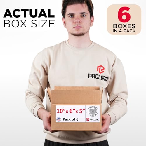 Image of Small Cardboard Boxes 10 inchL x 6 inchW x 5 inchH (Pack of 6) - USA-Made Packing Boxes for Moving, Shipping, or Storage - USPS, UPS, FedEx Approved - Professional Packing Supplies for Moving