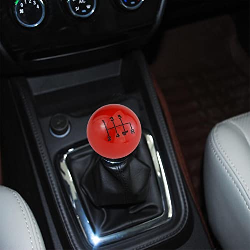 Arenbel 6 Speed Polished Gear Lever Stick Shift Speed Knob Ball Car Shifter Grip Handle Replacement Fit Regular Auto Manual Transmissions, Red #TOP2