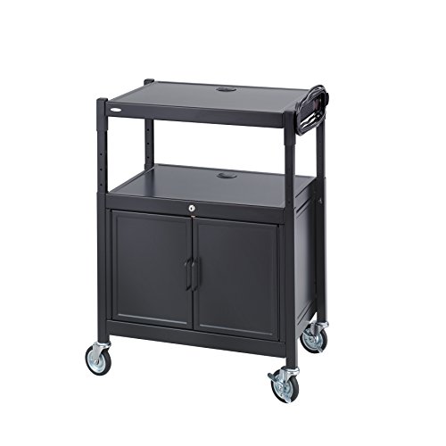 Safco 8943BL Steel Adjustable AV Cart with Locking Cabinet, Black - Thumbnail 3