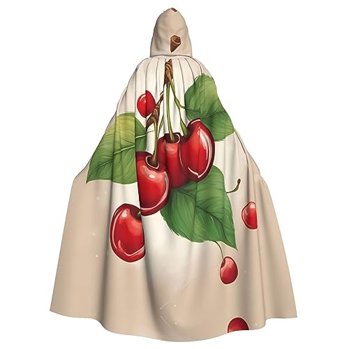 Ghjkfbf Lovely Sweet Red Cherry 1 Print Halloween Hooded Cloak Adults Stylish Cape For Carnivals Themed Parties Cosplays