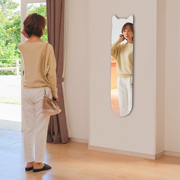 Amazon.co.jp: 鏡 壁掛け ねこ 猫 全身 招き猫 30×120cm ピン付 [ 賃貸