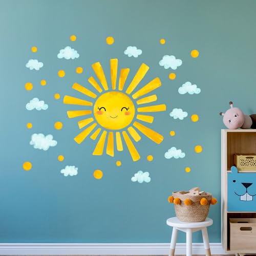 Vinilos Decorativos Sol y Nubes en Acuarela para Pared miniatura 5
