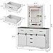 GAOMON 6 Drawers Dresser with Mirror for Bedroom, Makeup Vanity with Light Mirror, Farmhouse Modern Dressers, Chest of Drawers with Sliding Barn Doors for Bedroom, Living Room, White