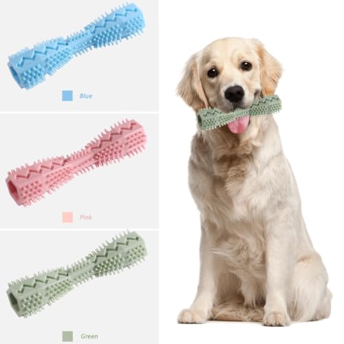 Durable Dog Toothbrush Chew Toy, 6x1 in Soft Bristle Rubber Dental Molar Stick Point Massage Dog Toys,Teeth Cleaning Gum Massage Puppy Chew Toy for Puppies Small Dogs Pet Cat，Blue — view 4