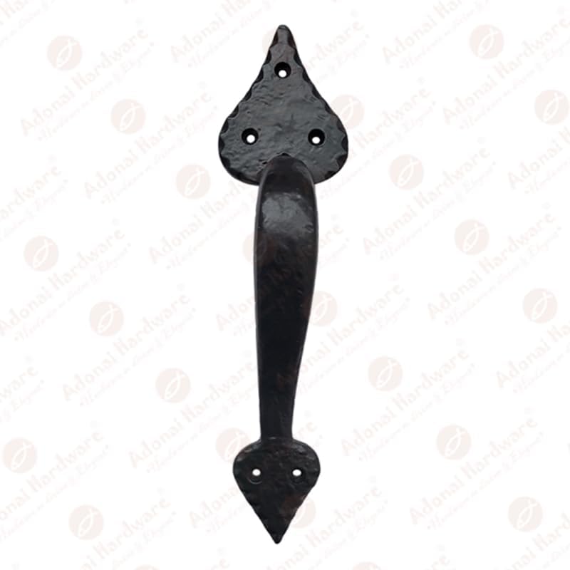 Adonai Hardware "Baasha Antique Cast Iron Industrial Sliding Door Pull Handles for Vintage Wooden Barn Doors, Gates, Kitchen Cabinets, Furniture, Fences and Farmhouse (2, Black Powder Coated)