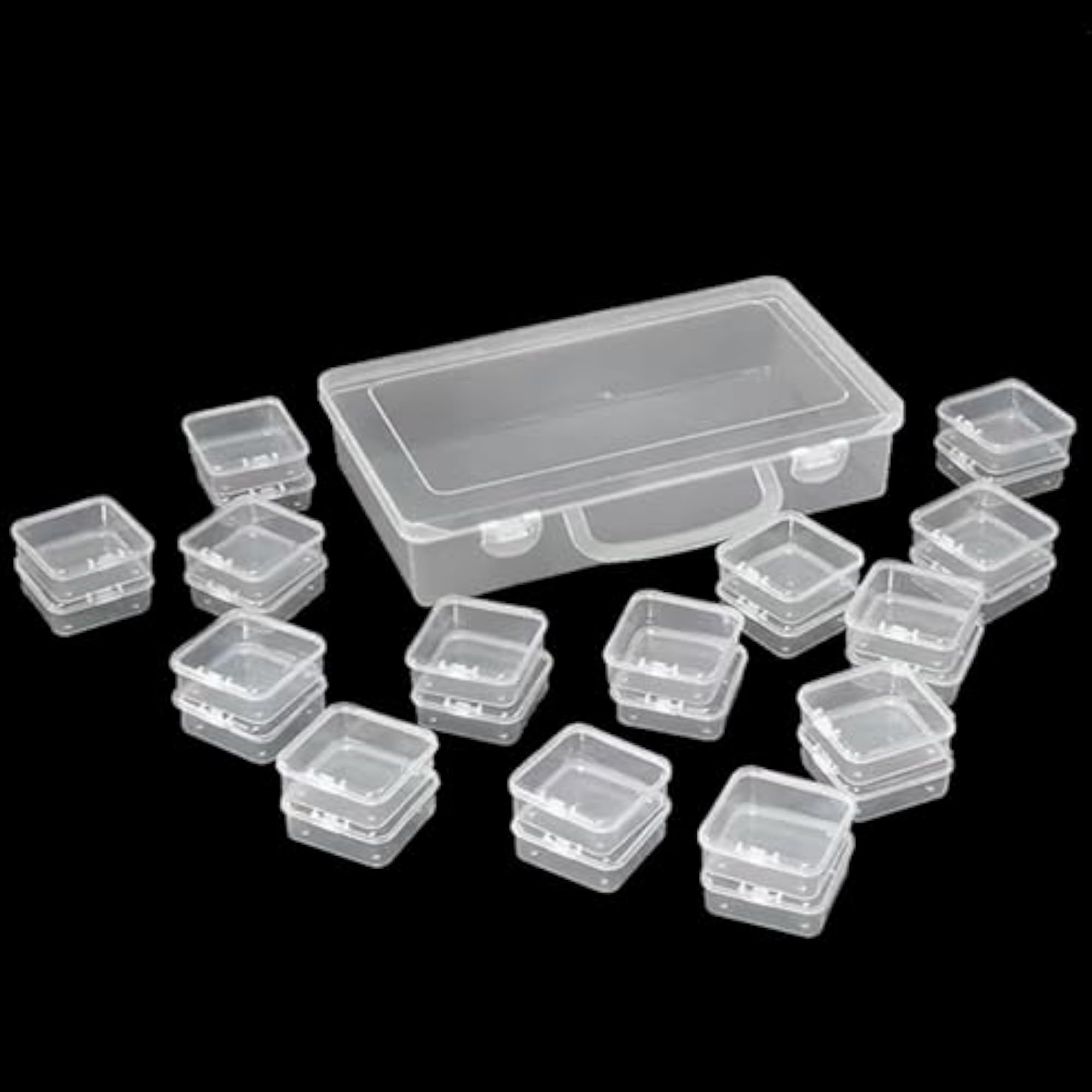 20-Grid Clear Plastic Storage Organizer Box for Jewelry and Craft Supplies