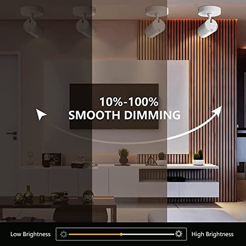 Vanoopee 3-Color Zoomable Led Ceiling Spotlight Flush Mount Adjustable Spotlight Directional Dimmable Spot Lights Indoor Bright Accent Fixture For Living Room Bedroom - Cri90 15-55° 20W 2000Lm White #TOP3