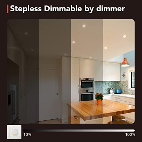 OREiN LED Recessed Ceiling Lights Dimmable 3000K Warm White, LED Downlights Ceiling IP65 230V Spot Lights 6W 510lm Ultra Flat for Bathroom Kitchen Living Room, Beam Angle 100°, Ø68mm, Round-6 Pack