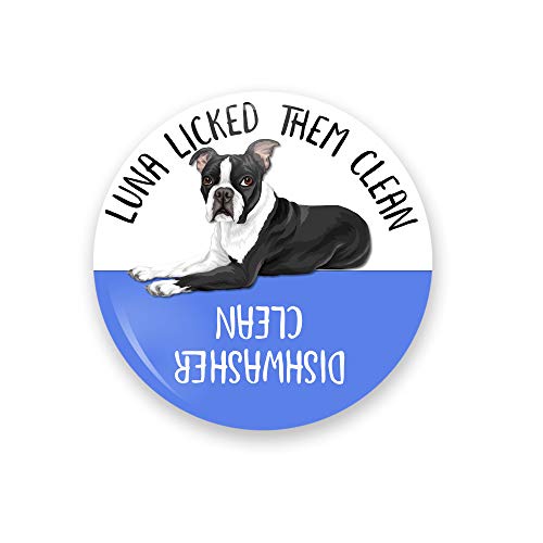Boston Terrier Dishwasher Magnet with Pet Name