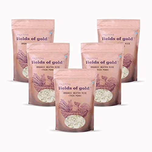 Image of PRISTINE Fields of Gold Organic Beaten Rice (Thin Poha), 400 g (Pack of 5)