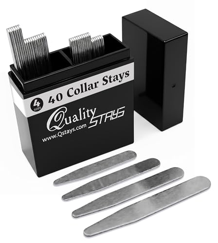 40 Metal Collar Stays for Men – Stainless Steel Dress Shirt Collar Inserts in 4 Sizes | Quality Stays