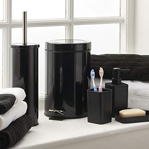 wilko Black Small Pedal Bin, Modern Design, with Push Pedal and Carrying Handle, Perfect for Bathrooms, 3L