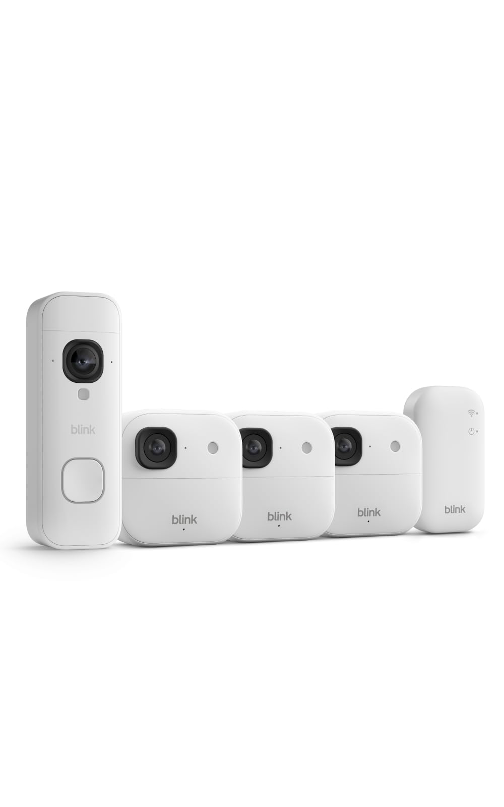 Blink Battery Doorbell 2K+ (newest model) and Outdoor 2K+ (newest model) — Wireless smart security, 2K video, enhanced audio. Sync Module Core included - 3 Cameras + Battery Doorbell 2K+ (White)