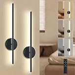 2-Pack 58cm Rechargeable Wall Lights, Wireless LED Wall Sconces with Remote & Touch Control, 4000mAh Battery Operated Wall Lamp No Wire, 3 Color Dimmable Timer for Bedroom, Living Room, Hallway, Black