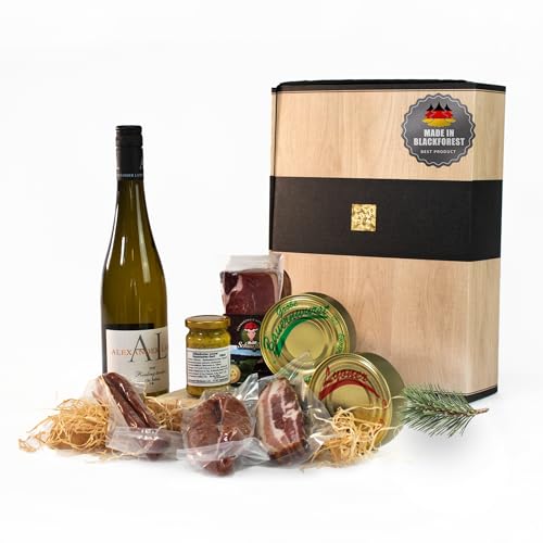 Präsentkorb Schwarzwald Metzgerei Geschenkset Vesper mit Wurst und Wein
