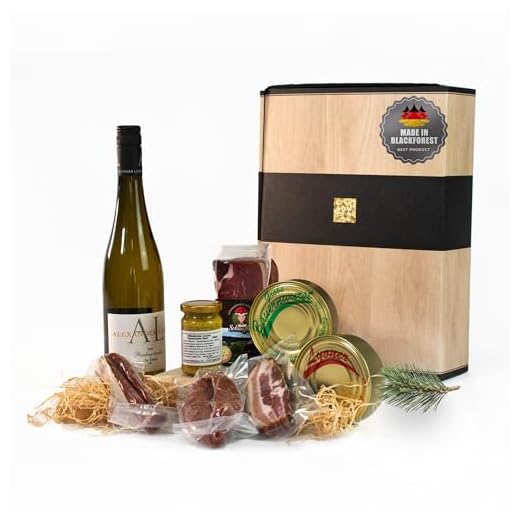 Schwarzwald Metzgerei - Geschenkset "Vesper" mit verschiedenen Wurtsspezialitäten, einem Gourmet-Senf und hervorragenden Weißwein - 8-teilig
