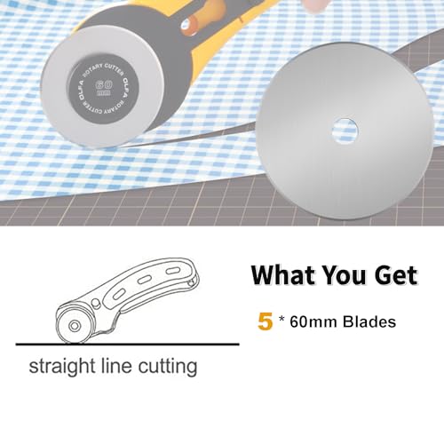 image for ALHXGUSLO 60mm Rotary Cutter Blades 5-Pack Replacement Blades Fits Fis