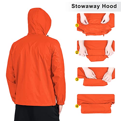 Outdoor Ventures Men's Rain Jacket Waterproof Lightweight Packable Rain Shell Raincoat With Hood For Golf Hiking Travel #TOP2