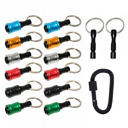 EMVANV 12Pieces 1/4 Inch Hex Shank Bits Holder Keychian, Keychain Extension Bar Srewdriver Bit Holder Socket Adapter Drill Bit Screw Adapter Fast Change Bit Holder(Size:12Pcs)