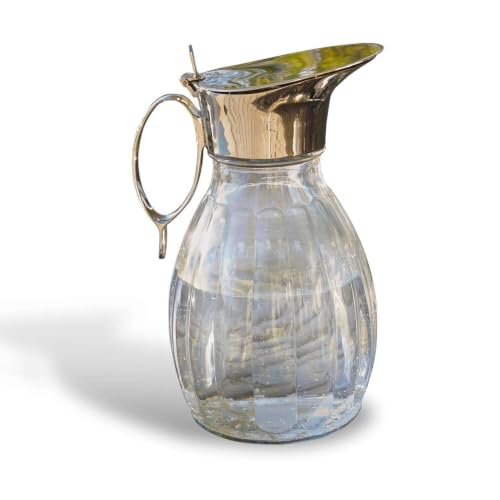 LOBERON Agudelle Caraffa - In vetro e metallo - Tappo versatore con finitura argentata anticata, trasparente/argento